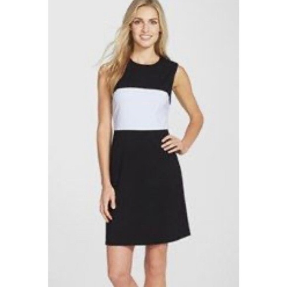 Studio I black and white color block sheath dress size 4P - Picture 1 of 6